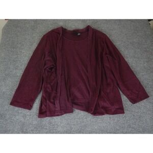 Maggie Barnes‎ Open Cardigan Sweater Plus Size 4X Purple Burgundy Cotton Blend